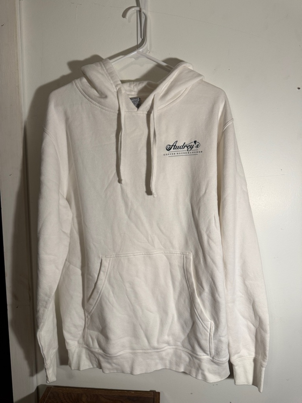 Audrey’s Cream Oversized “Coffee til Cocktails” Pullover Hoodie with Logos